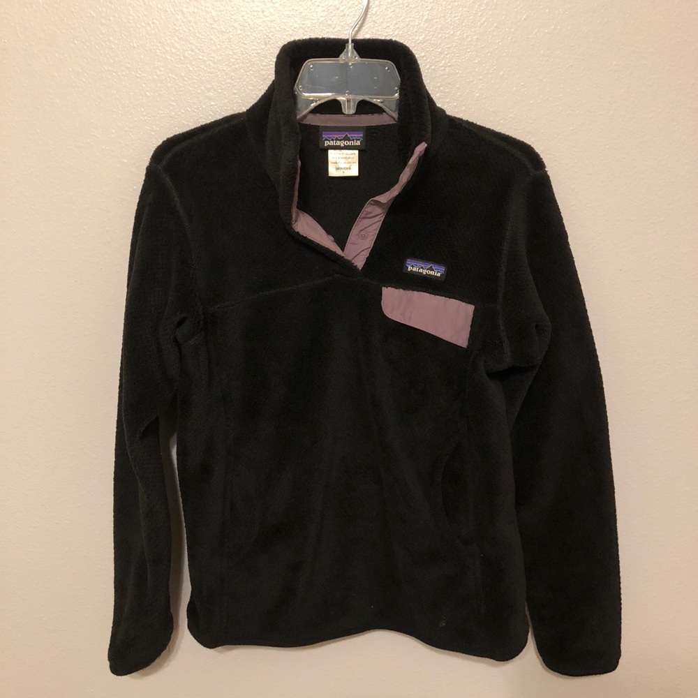 Women’s Patagonia fleece snap closure_Black_Size S